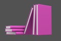 Cute high resolution pile of pink books closed, university concept isolated on grey background - object 3d illustration Royalty Free Stock Photo