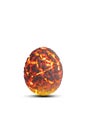 Object deviled egg shape lava rocks smelt, volcano hot magma ground , burning stone coals or alien eggs on white background.