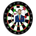 Object isolated on white background. Playing darts with a photo of a man, an ex-boyfriend