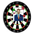 Object isolated on white background. Playing darts with a photo of a man, an ex-boyfriend