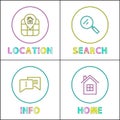 Object Location Information Retrieval Icons Set