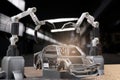 Object for metaverse virtual world technology of future Robot cyber construction hand mechanical under construction virtual