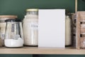 Object mock up image. White blank paper in fancy modern inetior. Nobody on photo. Space for text
