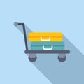 Object moving trolley icon flat vector. Security airport