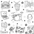 Object music doodles hand draw Royalty Free Stock Photo