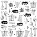 Object music doodles set Royalty Free Stock Photo