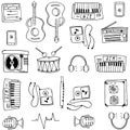 Object music tools doodles Royalty Free Stock Photo
