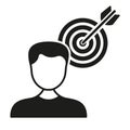 Object Oriented Silhouette Icon. Human Strategy Target, Aim Focus Glyph Pictogram. Person with Goal Symbol. Dartboard Royalty Free Stock Photo