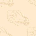Object On White Background Skull Dog Sideways. Seamless Retro Background, Vintage, Orange, Yellow