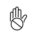 Black line icon for Objection, convulsions and exception