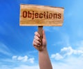 Objections wooden sign