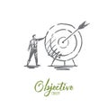 Objective, business, arrow, target, success concept. Hand drawn isolated vector. Royalty Free Stock Photo