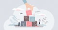 Objective for business as successful target aim results tiny person concept