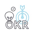 objective and key results line icon, outline symbol, vector illustration, concept sign Royalty Free Stock Photo