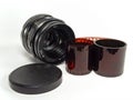 Objective lens with film strip Royalty Free Stock Photo