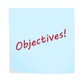 Objectives 3d illustration post note reminder on white with clipping path Royalty Free Stock Photo