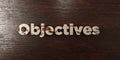 Objectives - grungy wooden headline on Maple - 3D rendered royalty free stock image