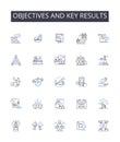 Objectives and Key Results line icons collection. Finance, Budgeting, My, Interest, Credit, Debt, Loans vector and