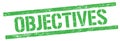 OBJECTIVES text on green grungy rectangle stamp