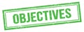 OBJECTIVES text on green grungy vintage stamp