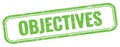 OBJECTIVES text on green grungy vintage stamp