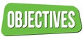 OBJECTIVES text on green trapeze stamp sign