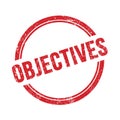 OBJECTIVES text written on red grungy round stamp