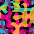 Objects abstract graffiti on a black background seamless pattern Royalty Free Stock Photo