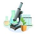 Objects Chemistry. Still life. Science items picture. Study of living cells of plants, animals and humans. Isolated on