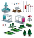 Objects of the city isolated isometric set