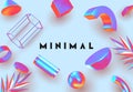 Objects 3d shape vector minimal poster. Royalty Free Stock Photo