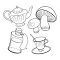 Objects from fairy tale coloring book vector