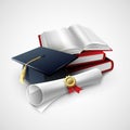 Objects for graduation ceremony. Vector
