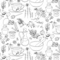 Objects and herbs to treat colds in pattern Royalty Free Stock Photo