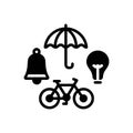 Black solid icon for Objects, things and bicycle