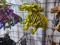 Objects keychains form dog skeleton models toys printed on 3D printer.