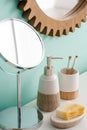 Objects and mirrors in bathroom, zero Royalty Free Stock Photo