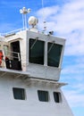 Objects on the nasal upper deck of warship Royalty Free Stock Photo