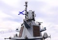 Objects on the nasal upper deck of warship Royalty Free Stock Photo