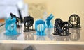 Objects photopolymer printed on a 3d printer.