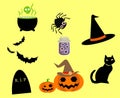 Objects Pumpkin Cat Halloween Day 31 October Party Design