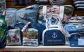 Objects, souvenirs and gadgets in Portofino shop, Genoa province, ligurian coast, Italy