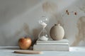 Objects on Table: Apple, Hourglass, Book Royalty Free Stock Photo