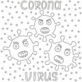 Evil coronavirus in colorless version. Vector illustration. Hand drawn style.