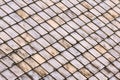 Oblique panel stone gray tiles with dark spots old mosaic roof many blocks background base