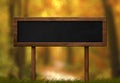 Oblong blackboard sign autumn forest background