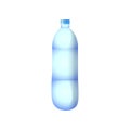 Blue plastic water bottle with rounded cylinder design with clipping path isolated on white background