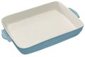 Ceramic Casserole Baking Pan with Marine Blue External and Off White Internal Surfaces Isolated On White Background Royalty Free Stock Photo