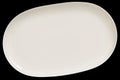 Oblong White Porcelain Platter Isolated On Black Background