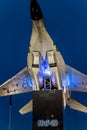 Obninsk, Russia - July 2016: Monument-plane on pedestal MiG-29 Royalty Free Stock Photo